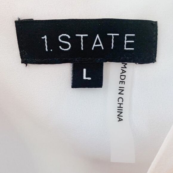 1.State Ruffled Asymmetrical Romper Pink Large - Picture 3 of 7